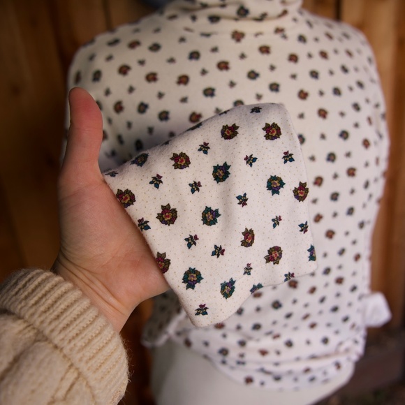 Vintage 90's Woolrich Woman 100% Cotton Winter Floral Turtleneck Long Sleeve M - Picture 9 of 14